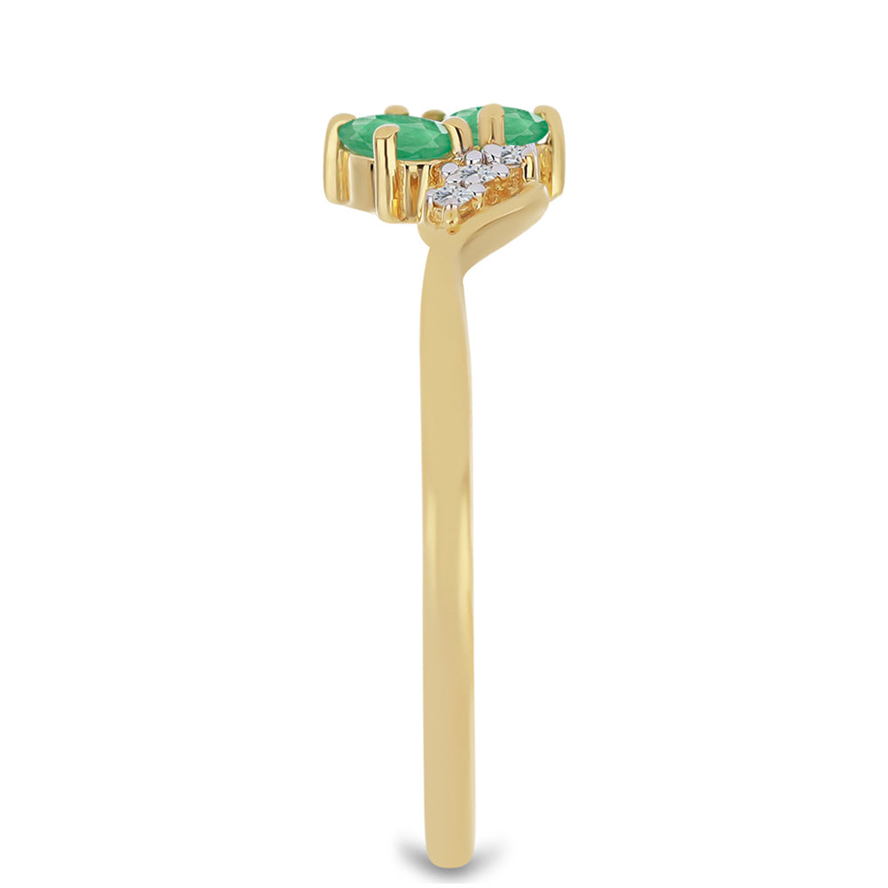 Goldplattierter Silberring mit brasilianischem Smaragd und weißem Zirkon 4 