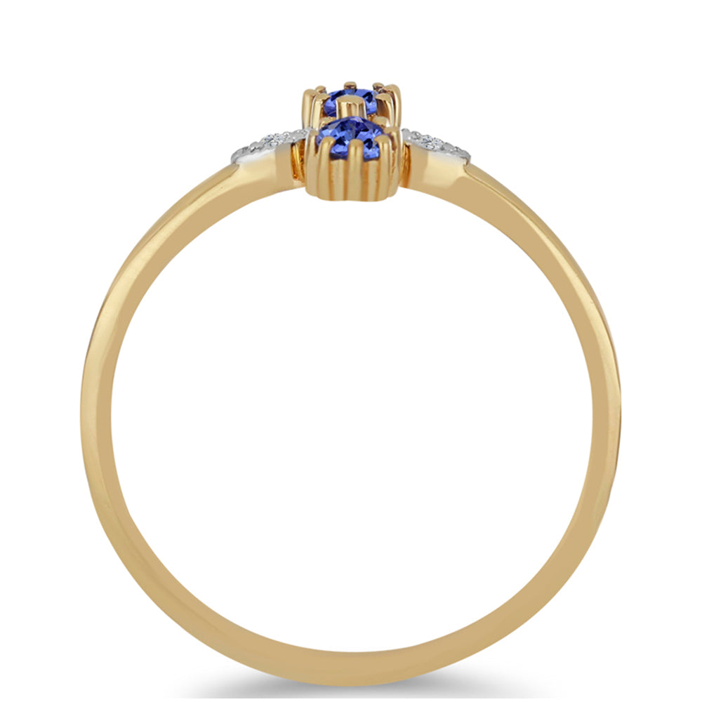 Goldplattierter Silberring mit Tansanit und weißem Zirkon 2 