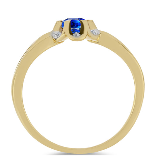 Goldplattierter Silberring mit australischem blauem Saphir und weißem Zirkon