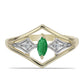 Goldplattierter Silberring mit brasilianischem Smaragd und natürlichem weißem Zirkon