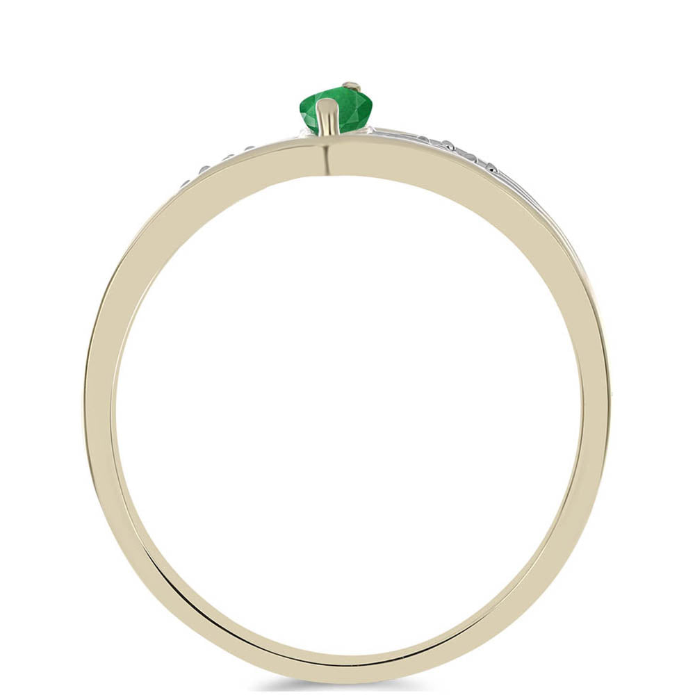 Goldplattierter Silberring mit brasilianischem Smaragd und natürlichem weißem Zirkon 2 