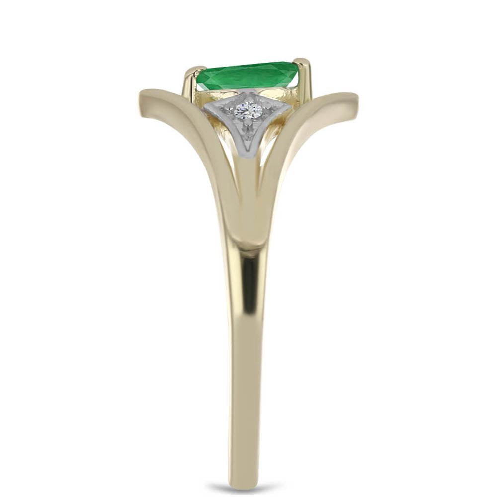 Goldplattierter Silberring mit brasilianischem Smaragd und natürlichem weißem Zirkon 4 