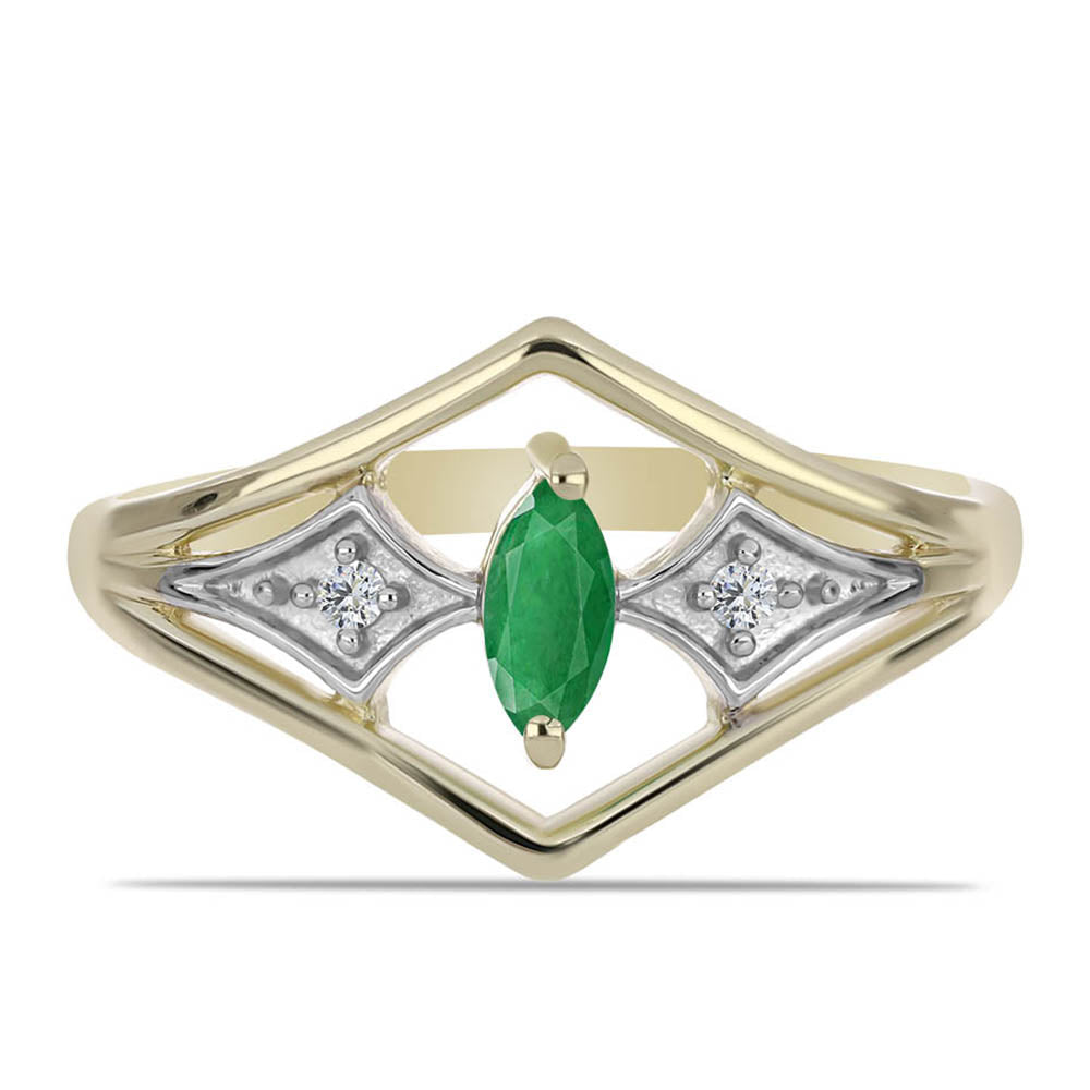 Goldplattierter Silberring mit brasilianischem Smaragd und weißem Zirkon
