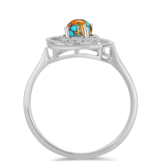 Silberring mit Austerntürkis und weißem Zirkon