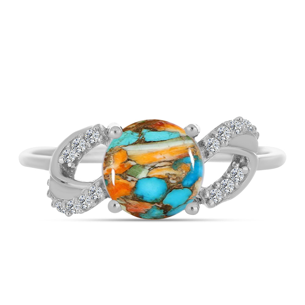 Silberring mit Austerntürkis und weißem Zirkon 1 