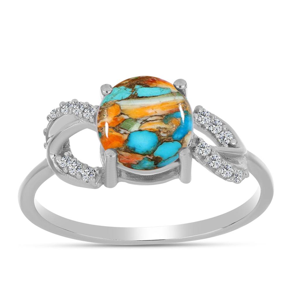 Silberring mit Austerntürkis und weißem Zirkon 3 