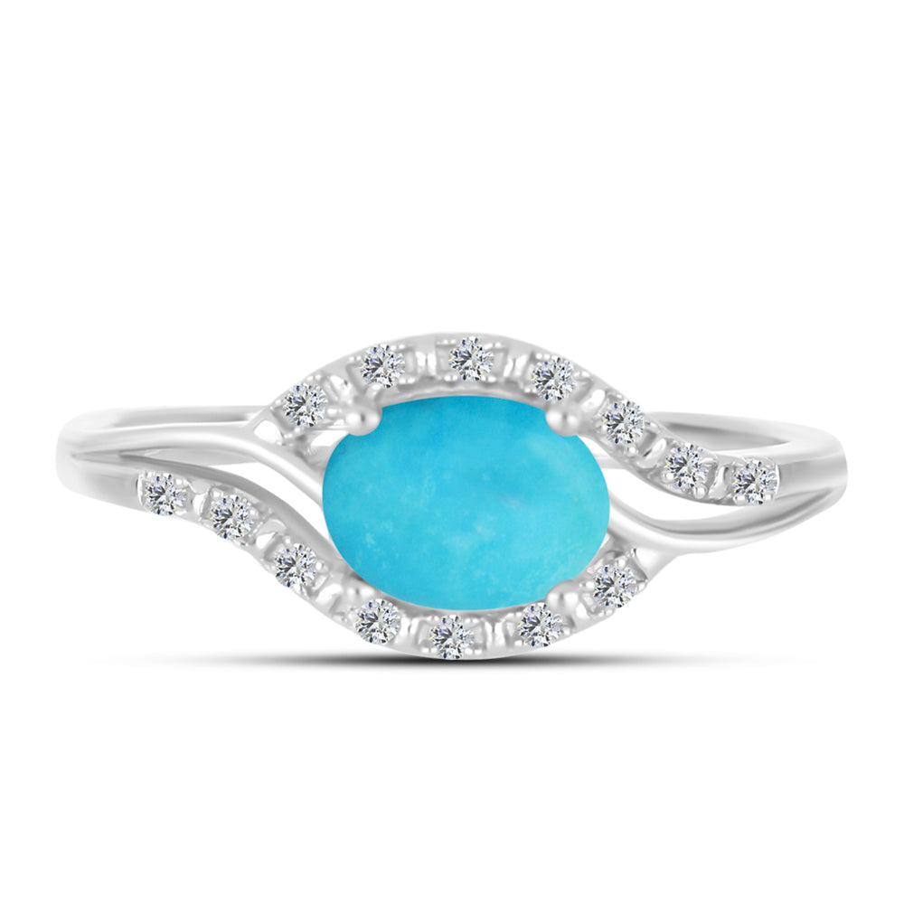 Silberring mit Dornröschen Türkis und weißem Zirkon 1 