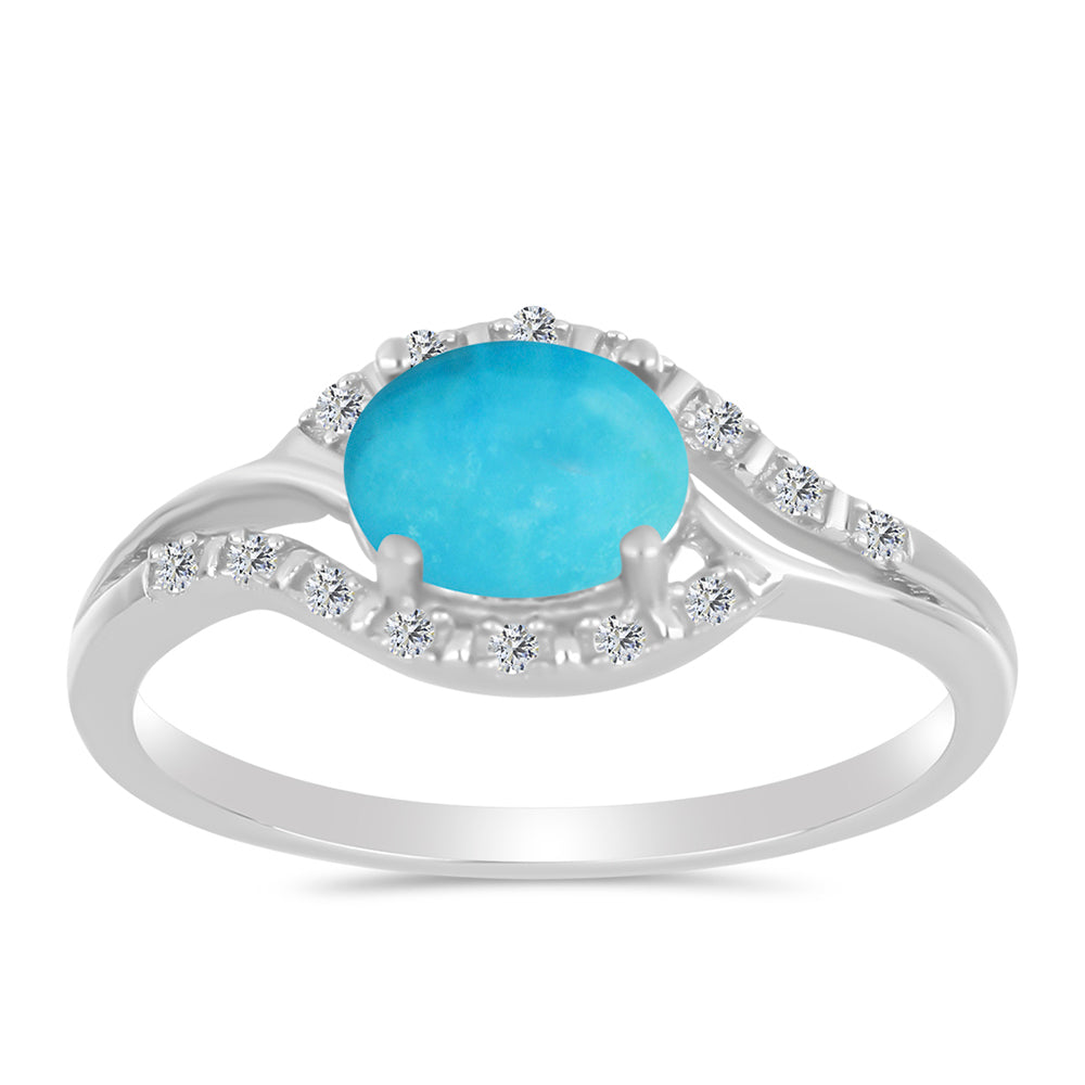Silberring mit Dornröschen Türkis und weißem Zirkon 3 