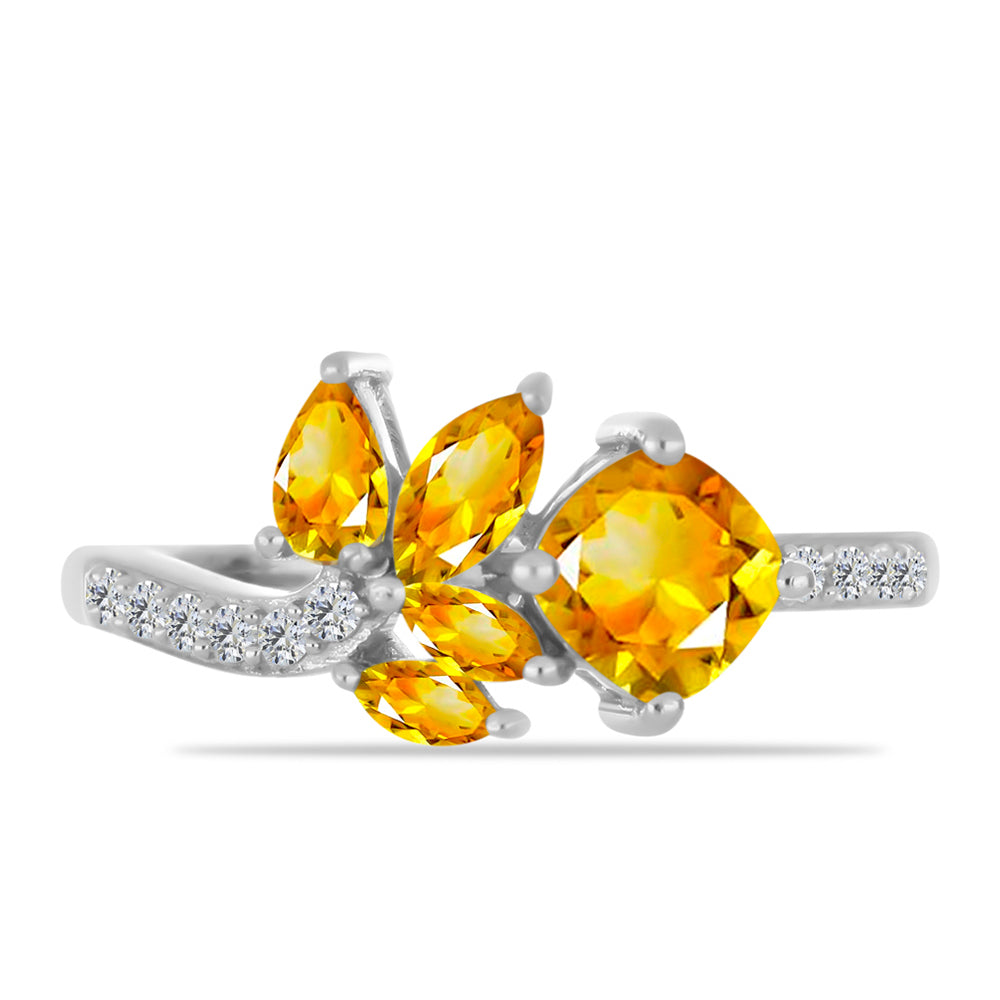 Silberring mit Zitrin aus dem Ural und weißem Topas 1 