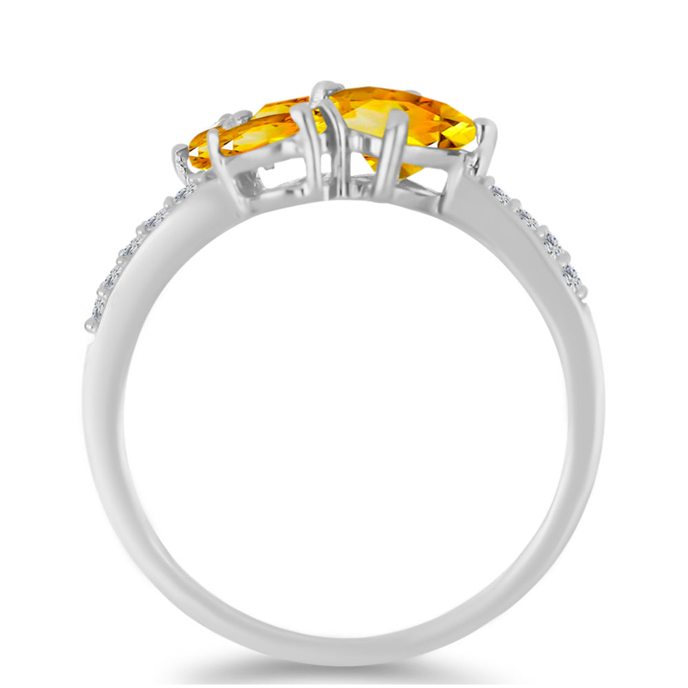 Silberring mit Zitrin aus dem Ural und weißem Topas