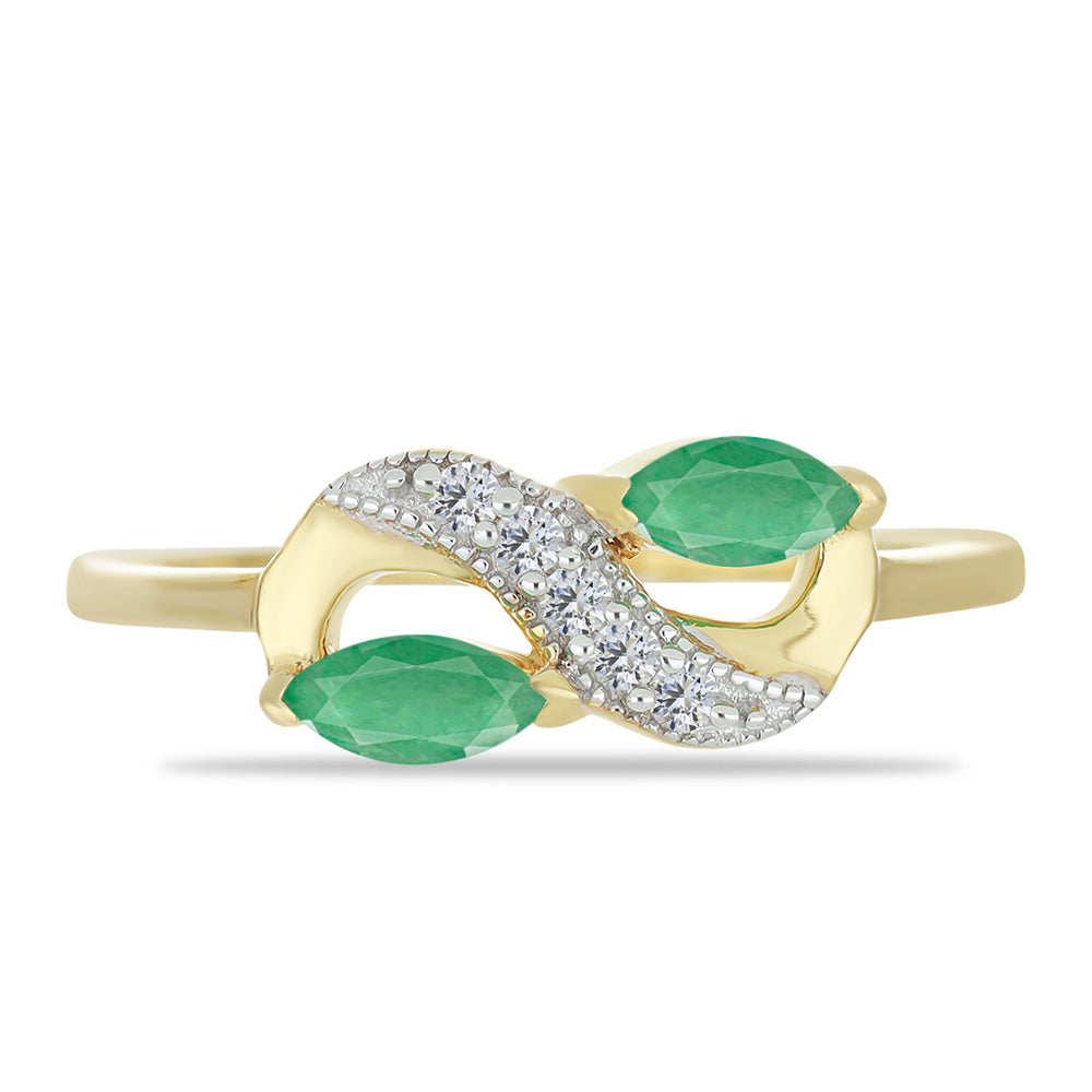 Goldplattierter Silberring mit brasilianischem Smaragd und weißem Zirkon 1 