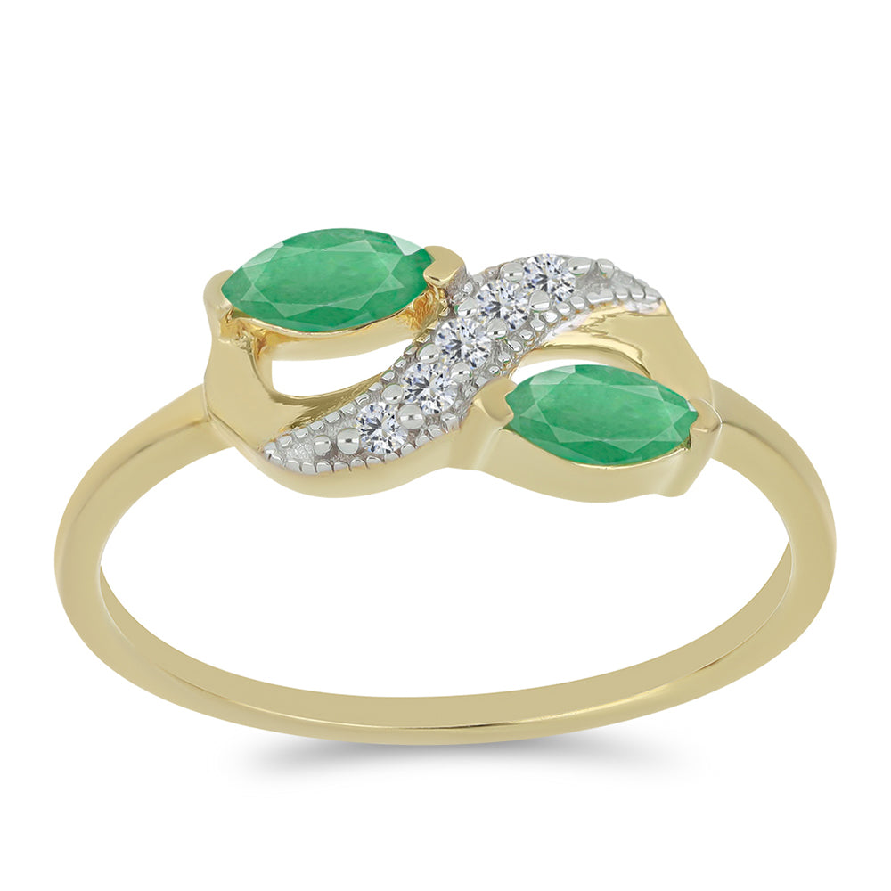 Goldplattierter Silberring mit brasilianischem Smaragd und weißem Zirkon