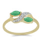 Goldplattierter Silberring mit brasilianischem Smaragd und weißem Zirkon