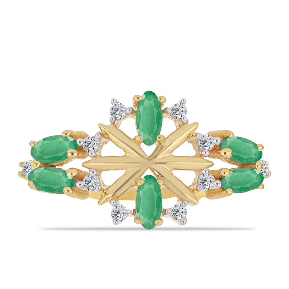 Goldplattierter Silberring mit brasilianischem Smaragd und weißem Zirkon 1 