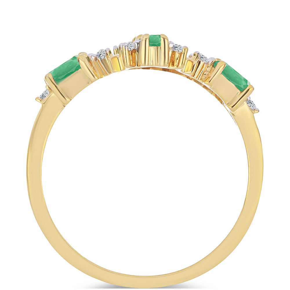 Goldplattierter Silberring mit brasilianischem Smaragd und weißem Zirkon