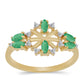 Goldplattierter Silberring mit brasilianischem Smaragd und weißem Zirkon