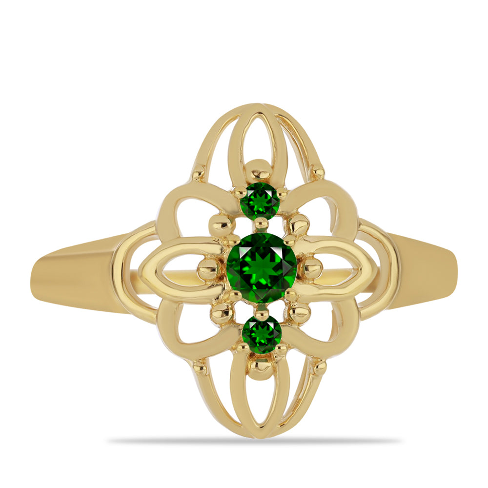 Goldplattierter Silberring mit Chromdiopsid