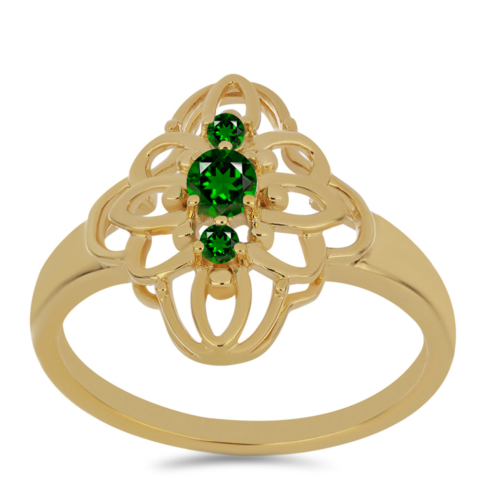 Goldplattierter Silberring mit Chromdiopsid 3 