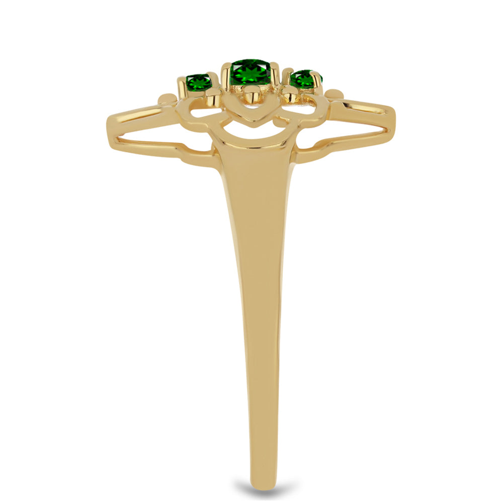 Goldplattierter Silberring mit Chromdiopsid