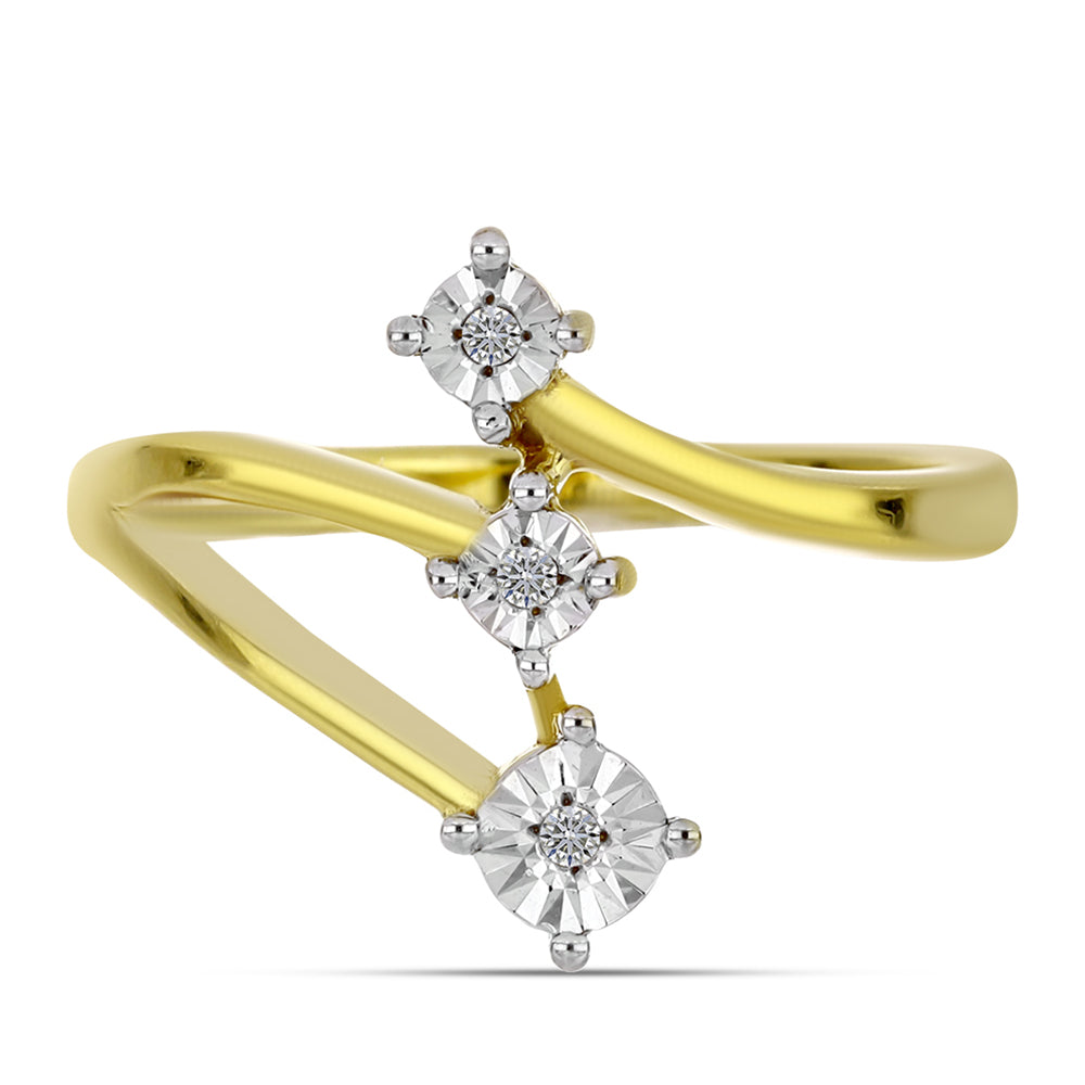 Goldplattierter Silberring mit weißem Diamant 1 