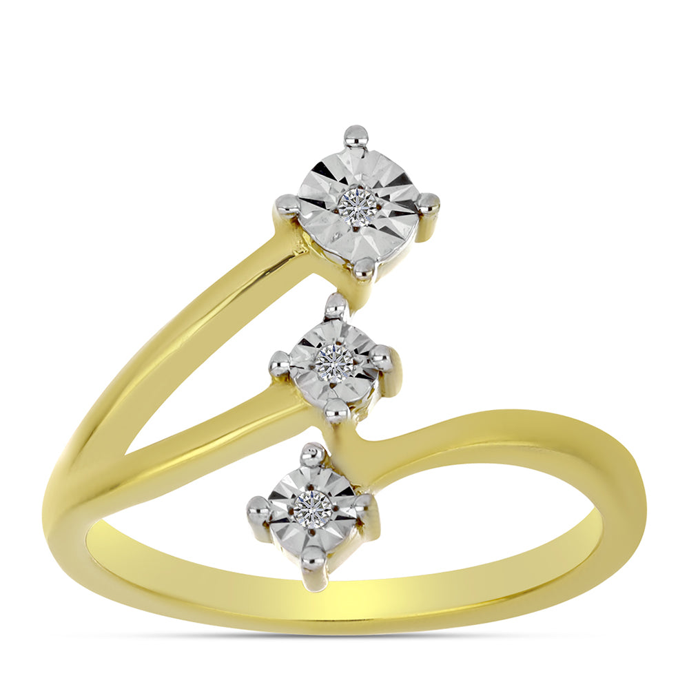 Goldplattierter Silberring mit weißem Diamant