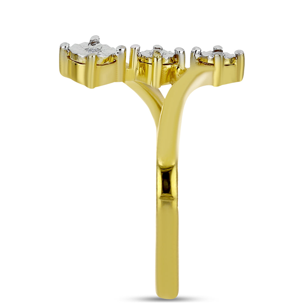 Goldplattierter Silberring mit weißem Diamant 4 