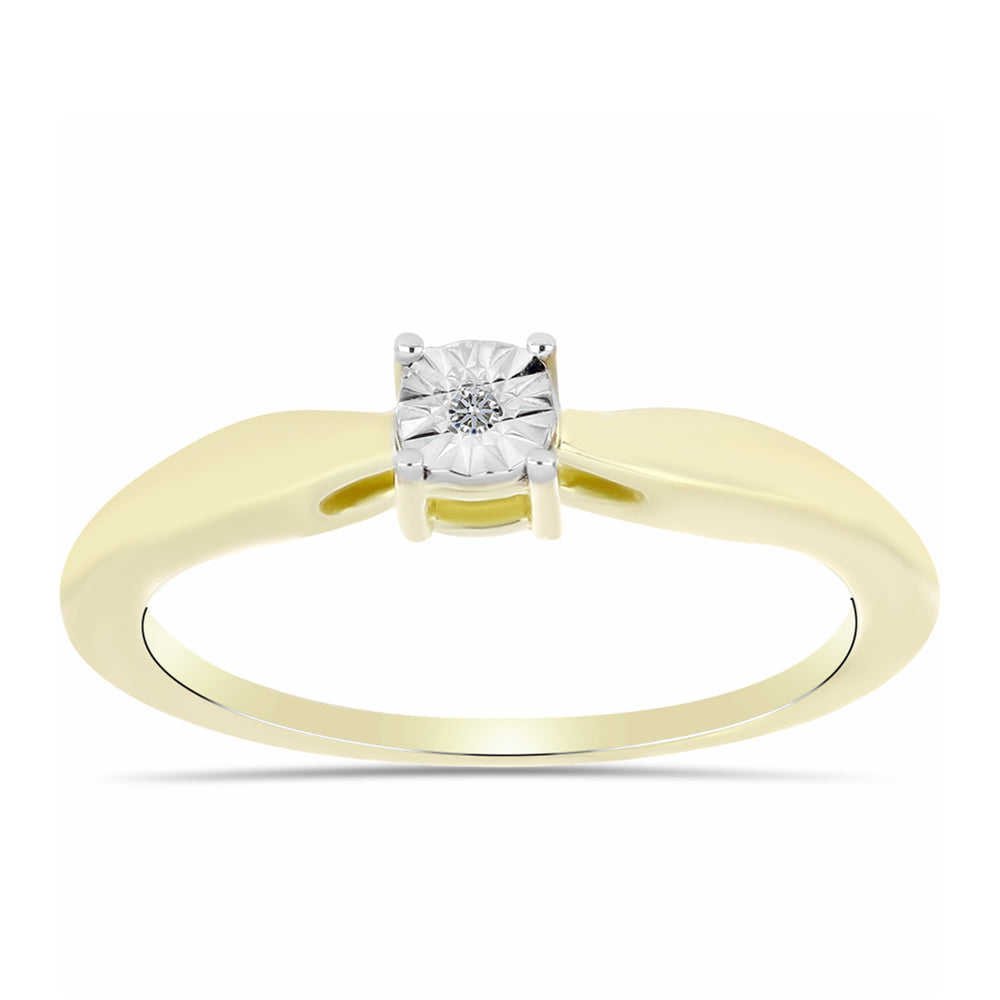 Goldplattierter Silberring mit weißem Diamant 3 