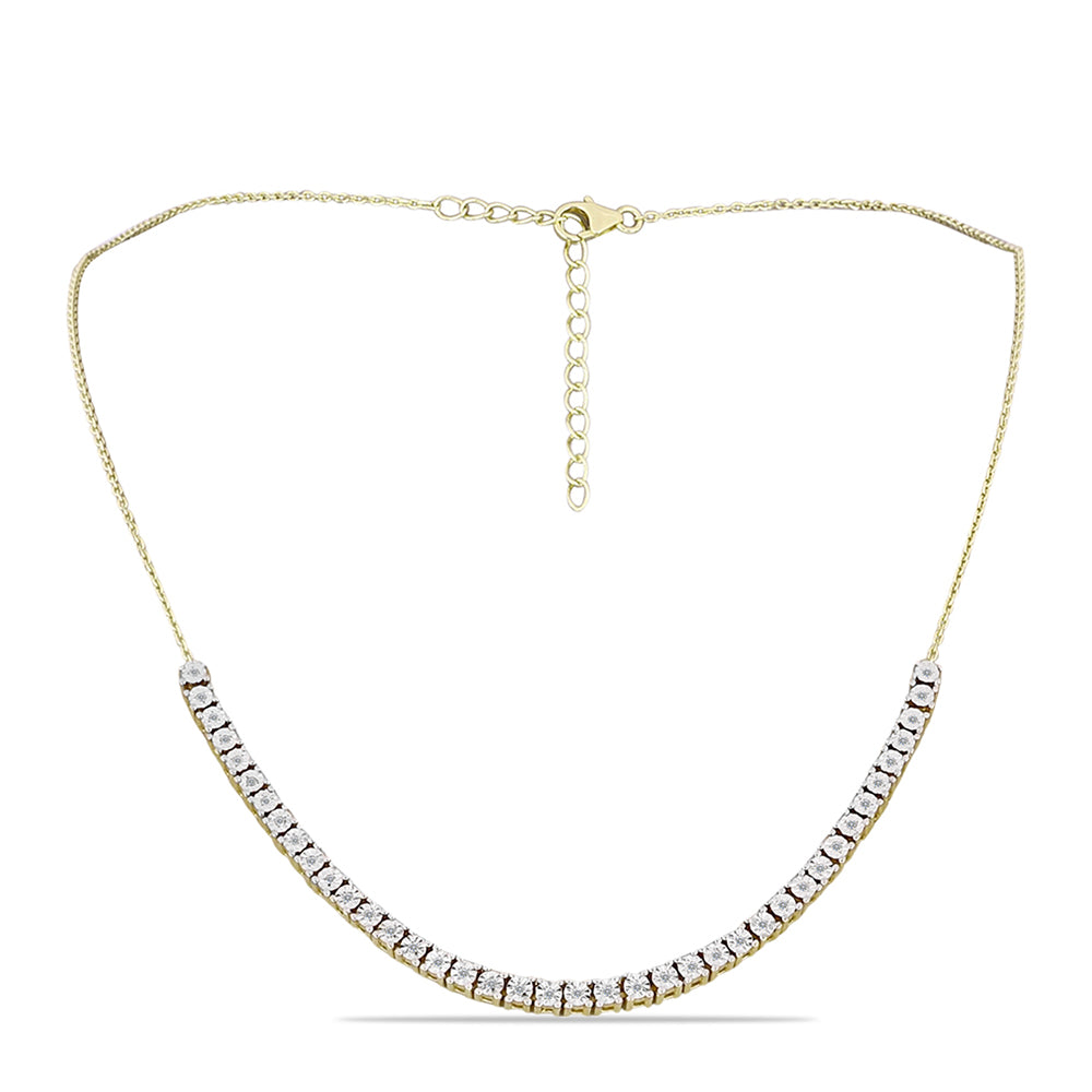 Goldplattierte Silberhalskette mit weißem Diamant und weißem Topas 1 