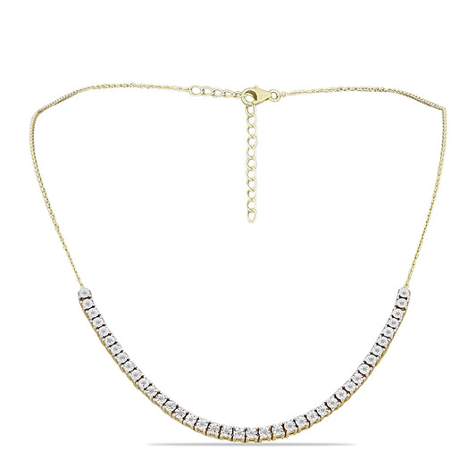Goldplattierte Silberhalskette mit weißem Diamant und weißem Topas