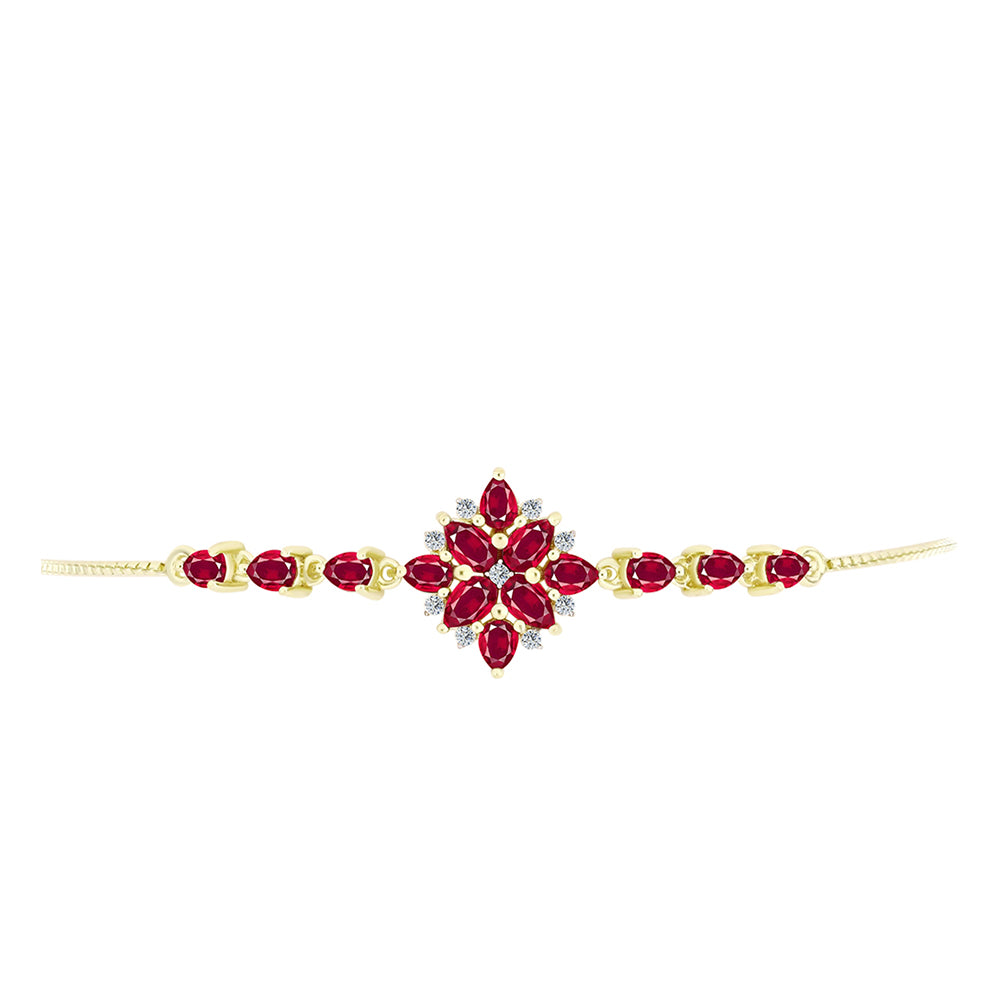 Goldplattiertes Silberarmband mit Rubin aus Madagaskar und weißem Topas