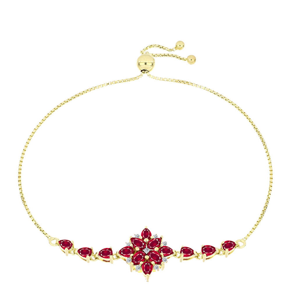 Goldplattiertes Silberarmband mit Rubin aus Madagaskar und weißem Topas