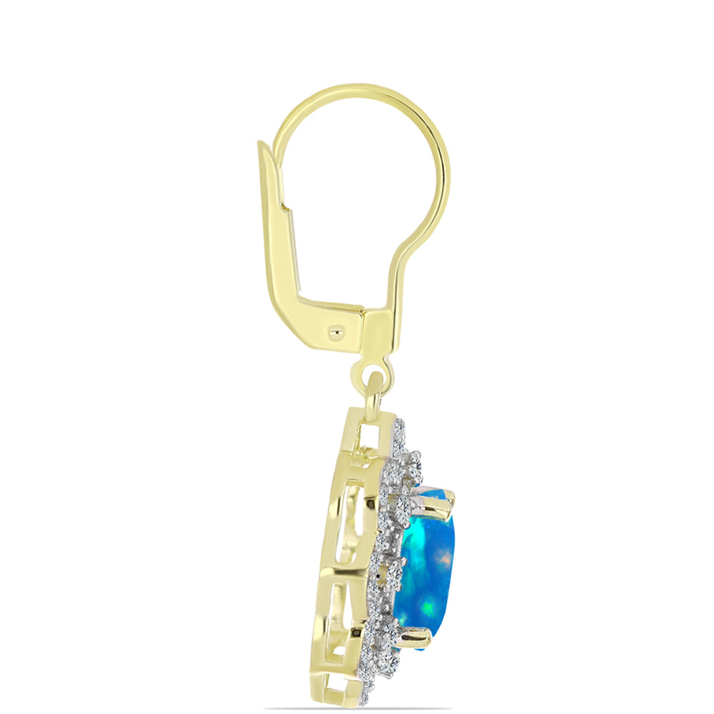 Goldplattierte Silberohrringe mit äthiopischem Paradiese-Opal und weißem Topas 2 