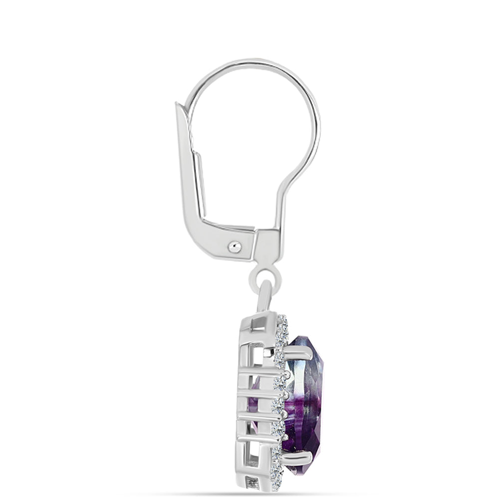 Silberohrringe mit Zebrafluorit und weißem Topas 2 