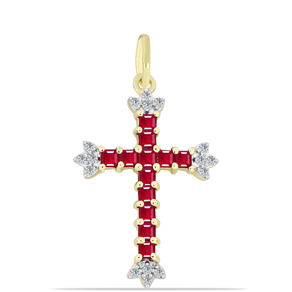 Goldplattierter Silberanhänger mit Rubin aus Madagaskar und weißem Topas 1 