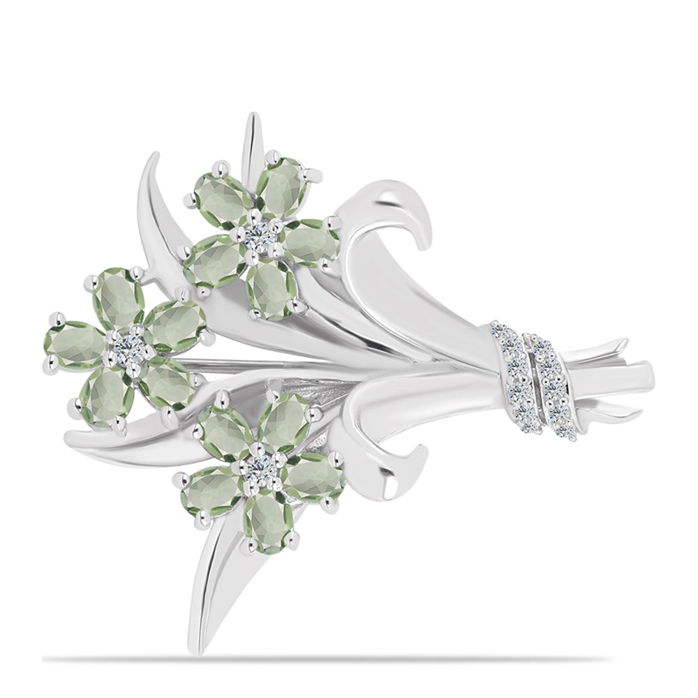 Silber mit grünem Amethyst und weißem Topas 1 