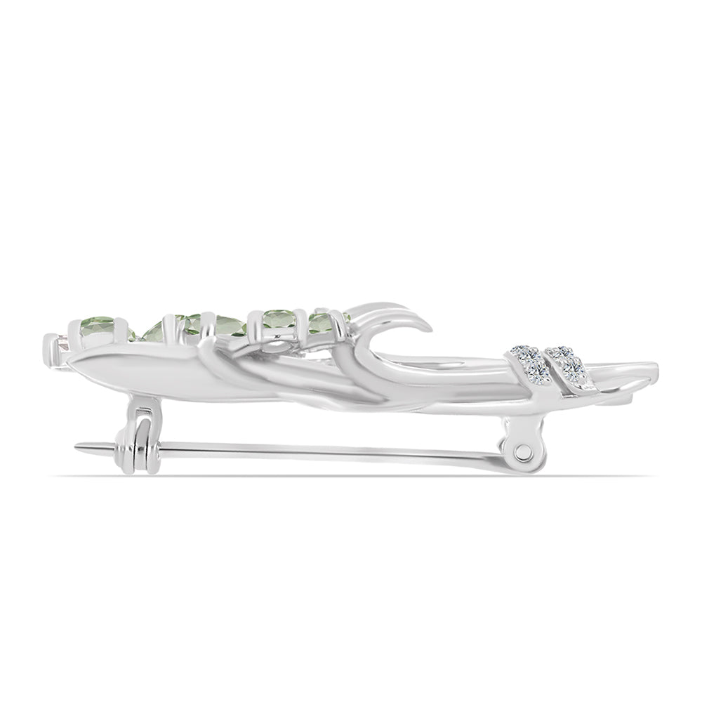 Silber mit grünem Amethyst und weißem Topas 2 
