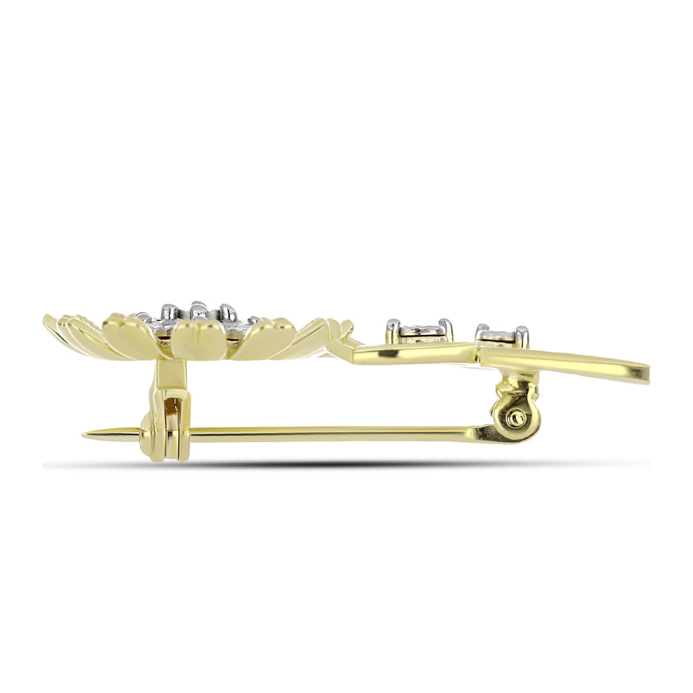 Goldplattierte Silberbrosche mit weißem Diamant 2 