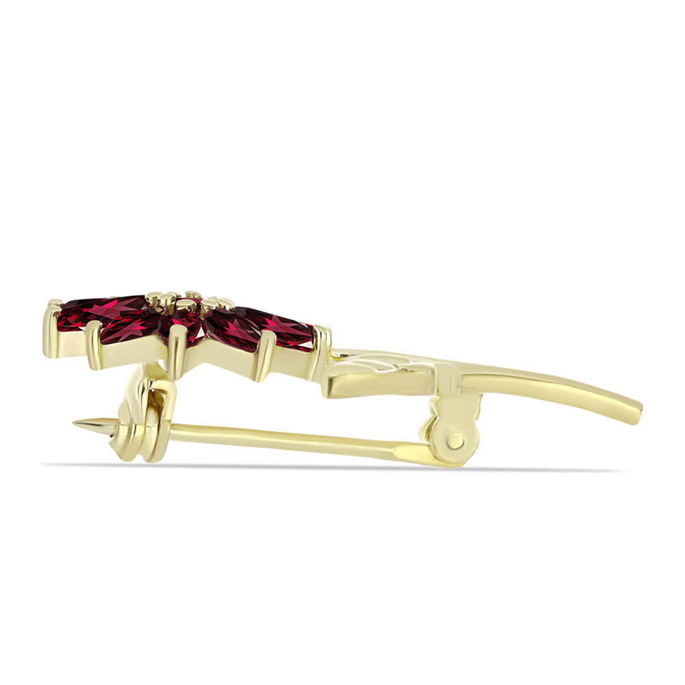 Goldplattierte Silberbrosche mit Rhodolith Granat 2 