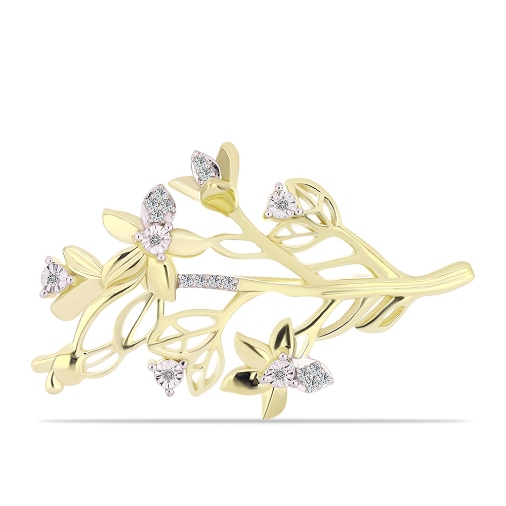 Goldplattierte Silberbrosche mit weißem Diamant und weißem Topas 1 