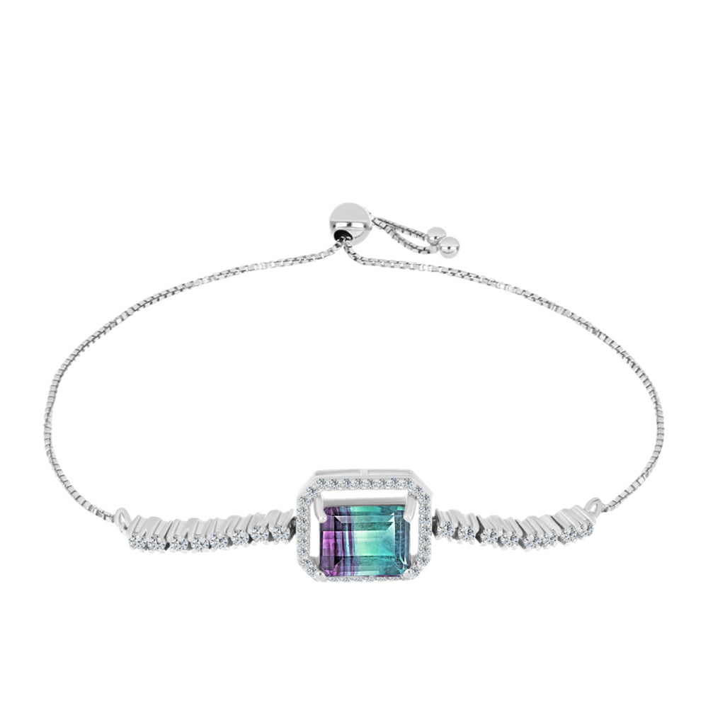 Silberarmband mit Zebrafluorit und weißem Topas