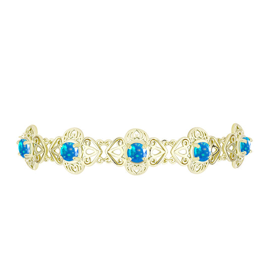 Goldplattiertes Silberarmband mit äthiopischem Paradiese-Opal
