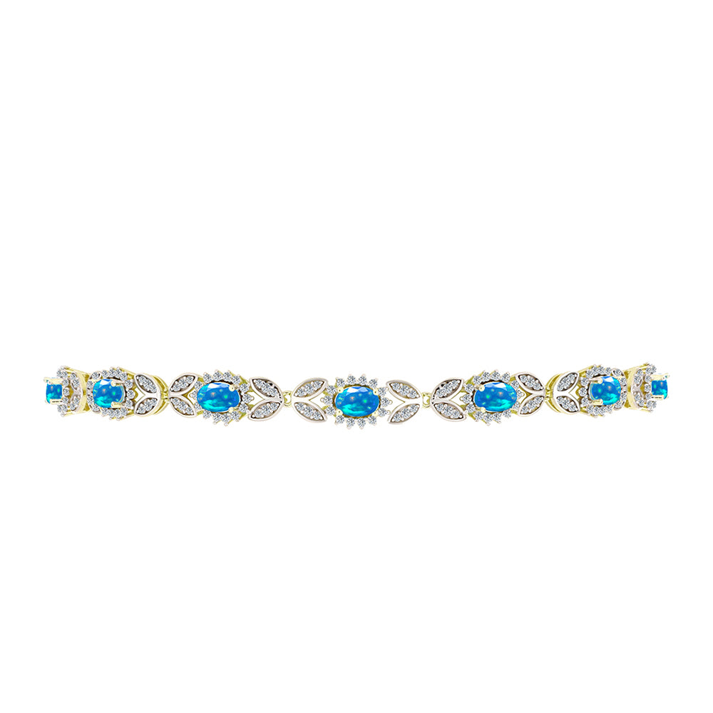 Goldplattiertes Silberarmband mit äthiopischem Paradiese-Opal und weißem Topas