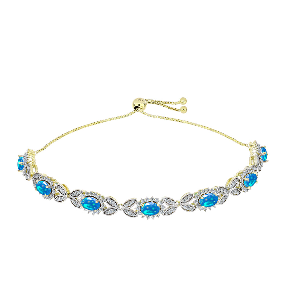 Goldplattiertes Silberarmband mit äthiopischem Paradiese-Opal und weißem Topas 1 
