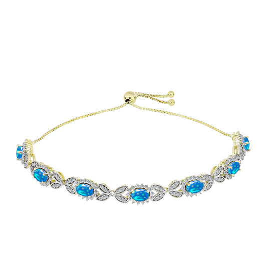 Goldplattiertes Silberarmband mit äthiopischem Paradiese-Opal und weißem Topas