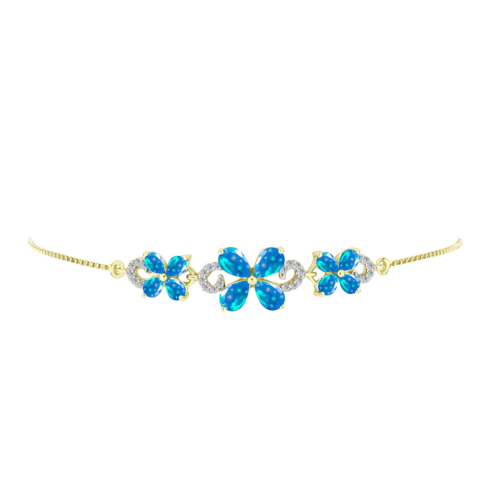 Goldplattiertes Silberarmband mit äthiopischem Paradiese-Opal und weißem Topas 2 