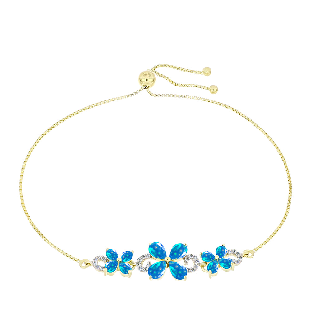 Goldplattiertes Silberarmband mit äthiopischem Paradiese-Opal und weißem Topas 1 