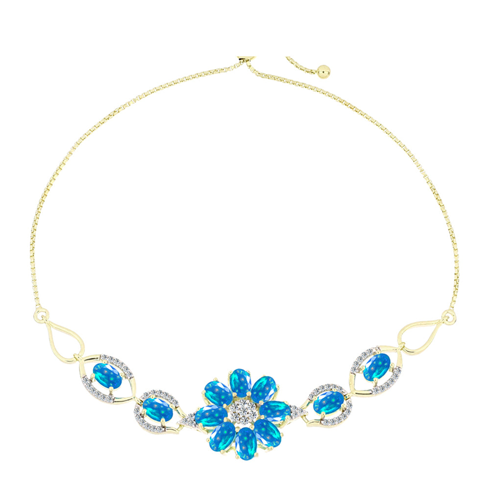 Goldplattiertes Silberarmband mit äthiopischem Paradiese-Opal und weißem Topas 1 