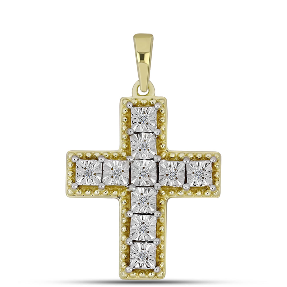 Goldplattierter Silberanhänger mit weißem Diamant