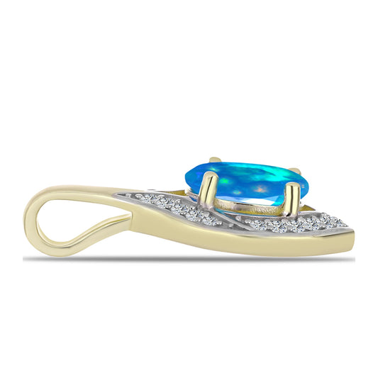 Goldplattierter Silberanhänger mit äthiopischem Paradiese-Opal und weißem Topas