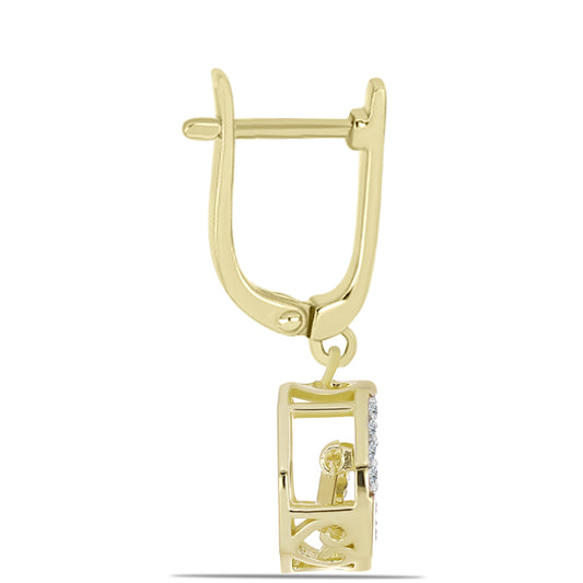 Goldplattierte Silberohrringe mit weißem Diamant und weißem Topas